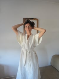 Image 3 of soft hemp kaftan DRESS // with short sleeves and belt