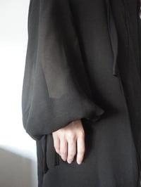 Image 1 of wool-silk chiffon DRESS // long sleeves with ties and belt