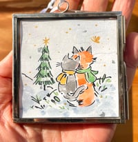 'Wishing Star- Fox and Cat' Framed Ornament Painting