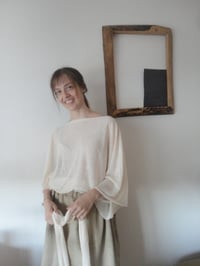 Image 2 of linen jersey TOP // boat neck, long sleeves