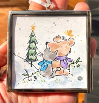'Wishing Star- Bear and Cat' Framed Ornament Painting