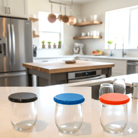 6-Pack Reusable Lids for Nounos Creamery 5.3 oz. Glass Jars | Storage Up-cycling