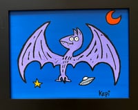 Purple Bat art! - 9" x 12” framed acrylic on canvas
