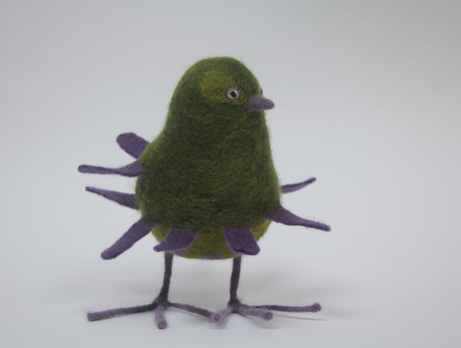 Sweet Pea, felt wool bird sculpture