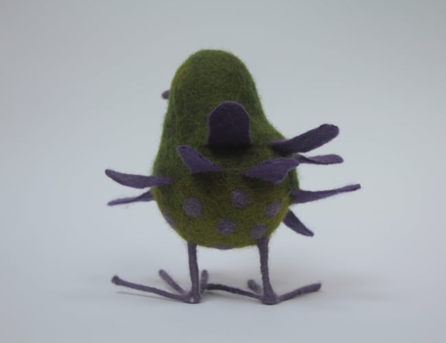 Sweet Pea, felt wool bird sculpture