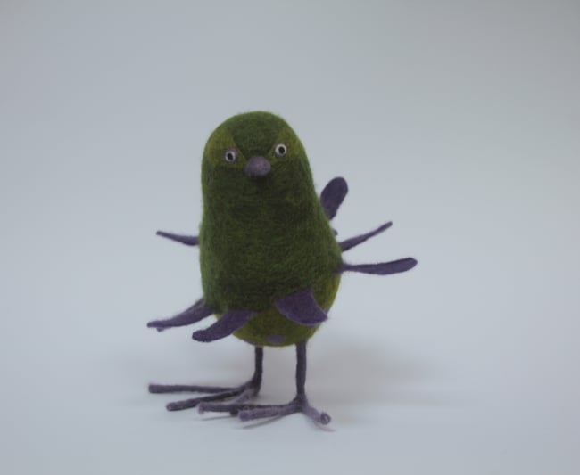 Sweet Pea, felt wool bird sculpture