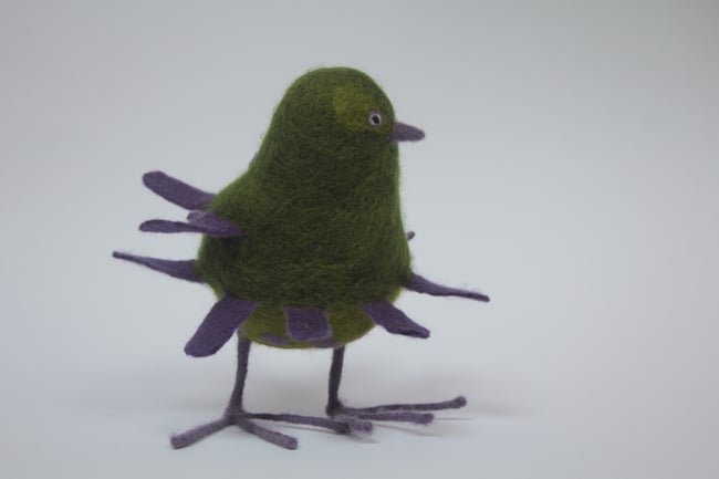 Sweet Pea, felt wool bird sculpture