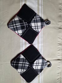 Image 3 of Wool Potholder Set - Black & White 