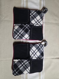 Image 1 of Wool Potholder Set - Black & White 