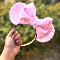 Embossed pink heart mouse ears