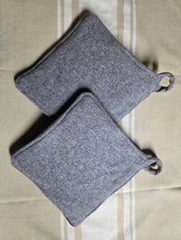 Image 3 of Wool Potholder Set - Grey & Burgundy 