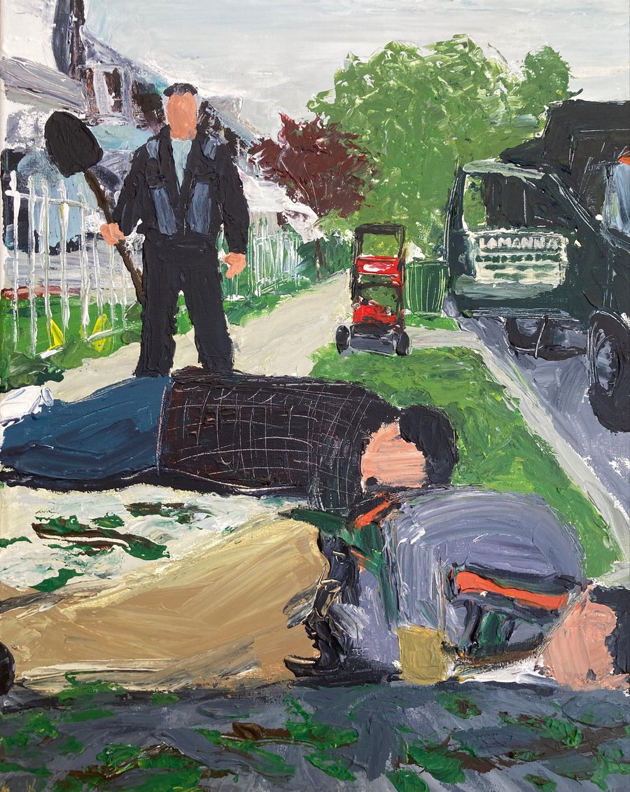 Image of Paulie vs Lamanna landscaping (original on canvas)