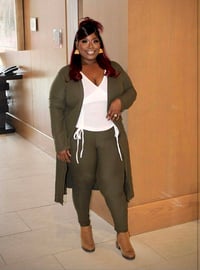 Image 3 of City Stroll Cardigan Set (Olive & Brown) 