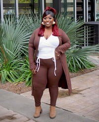 Image 4 of City Stroll Cardigan Set (Olive & Brown) 