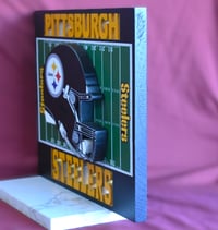 Image 4 of Pittsburgh Steelers Hand Crafted NFL 3D Wooden Team Helmet Wall Hanging Artwork.