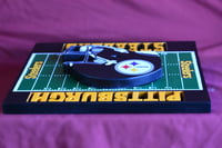 Image 6 of Pittsburgh Steelers Hand Crafted NFL 3D Wooden Team Helmet Wall Hanging Artwork.