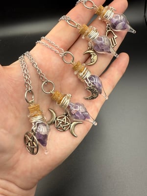 Amethyst Chip Bottle Necklaces with Charm
