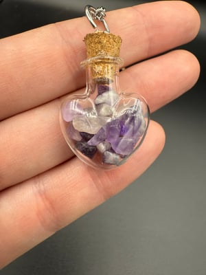Amethyst Chip Bottle Necklaces with Charm