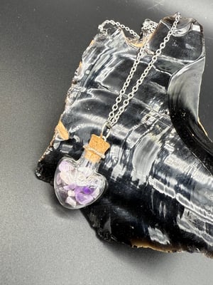 Amethyst Chip Bottle Necklaces with Charm
