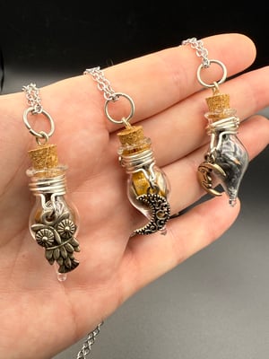 Tigerseye Chip Bottle Necklaces with Charms