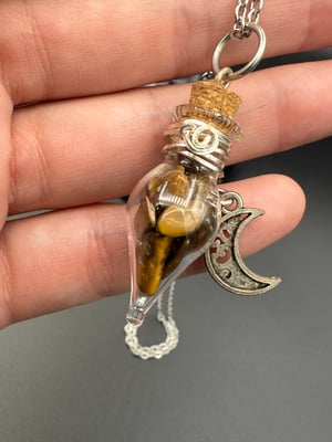 Tigerseye Chip Bottle Necklaces with Charms