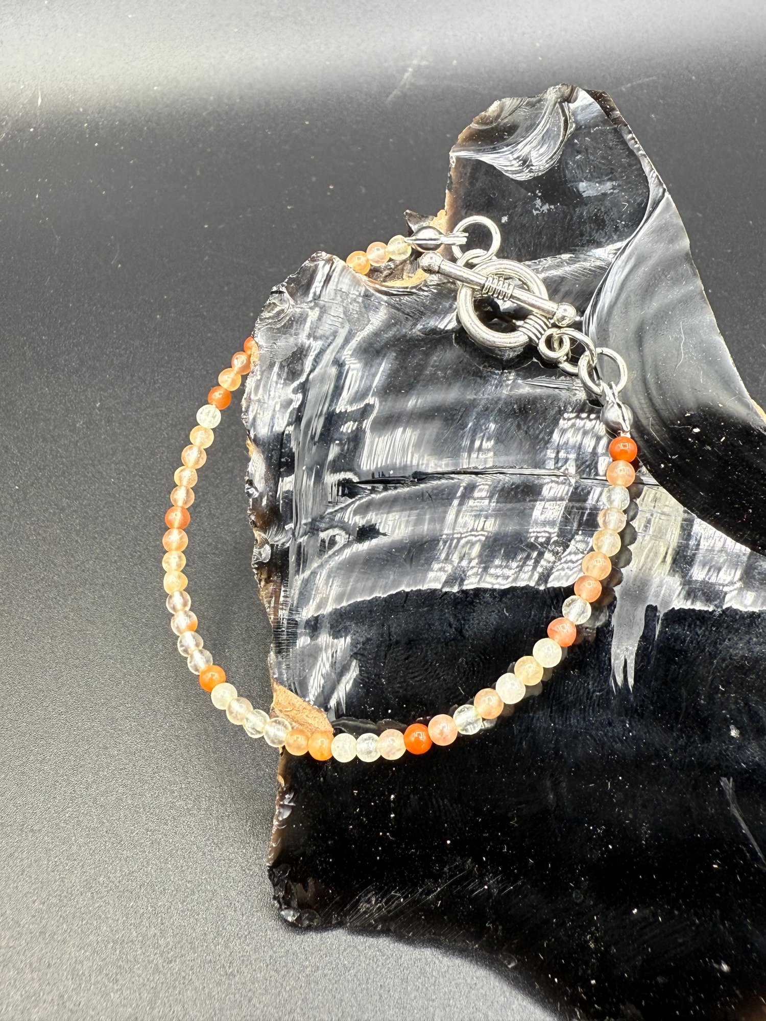 2mm Sunstone Toggle Bracelet