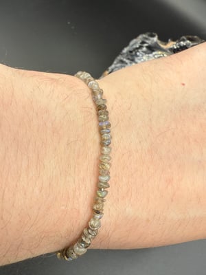 Tiny Labradorite Chip Toggle Bracelet 