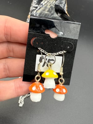 Tiny Mushroom Necklace/Earring Sets
