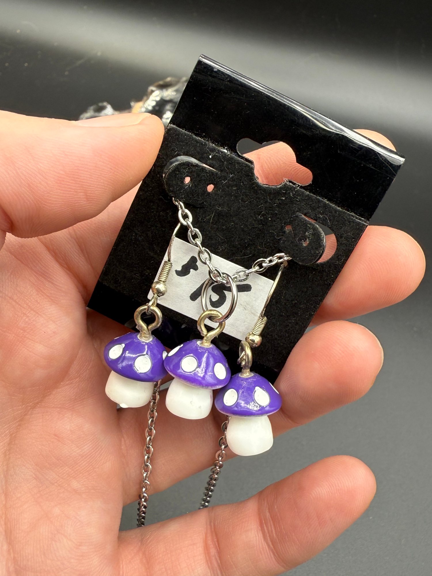 Tiny Mushroom Necklace/Earring Sets