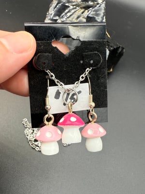 Tiny Mushroom Necklace/Earring Sets