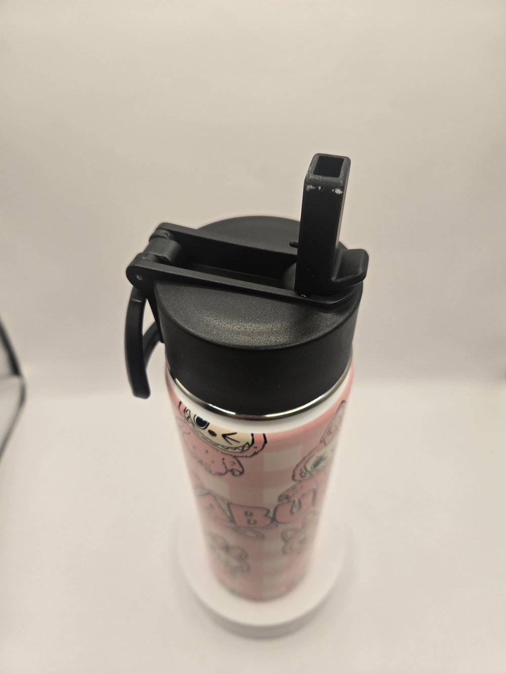 Image of Sassy Bunny Cutie | Pink Gingham Kawaii Water Bottle (22oz)