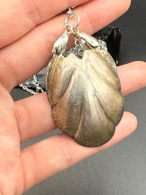 Antique Silver Spoon Pendant w/ Swarovski Crystal 