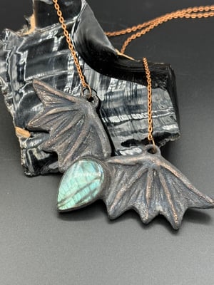 Copper Electroformed Labradorite Bat