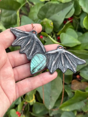 Copper Electroformed Labradorite Bat