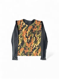 Image 2 of T-shirt polaire camouflage manche longue en coton noir 