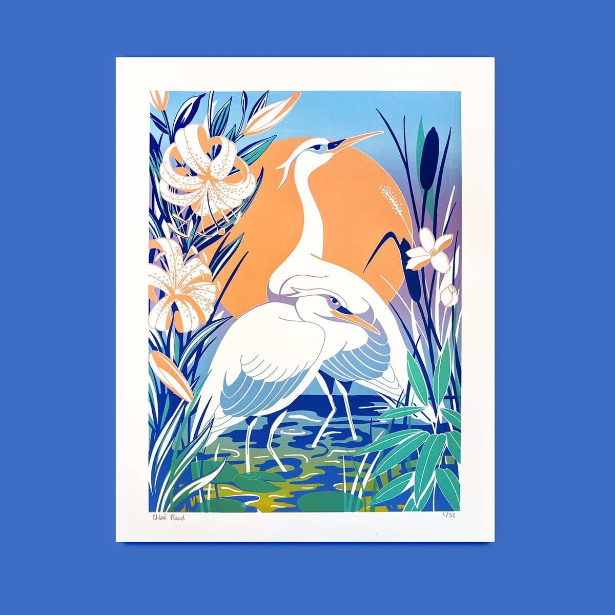 Sérigraphie des hérons 