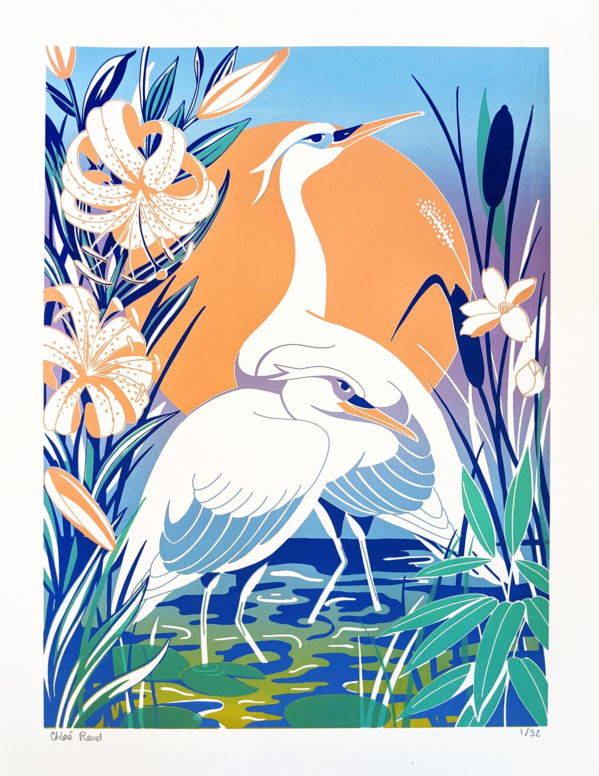 Sérigraphie des hérons