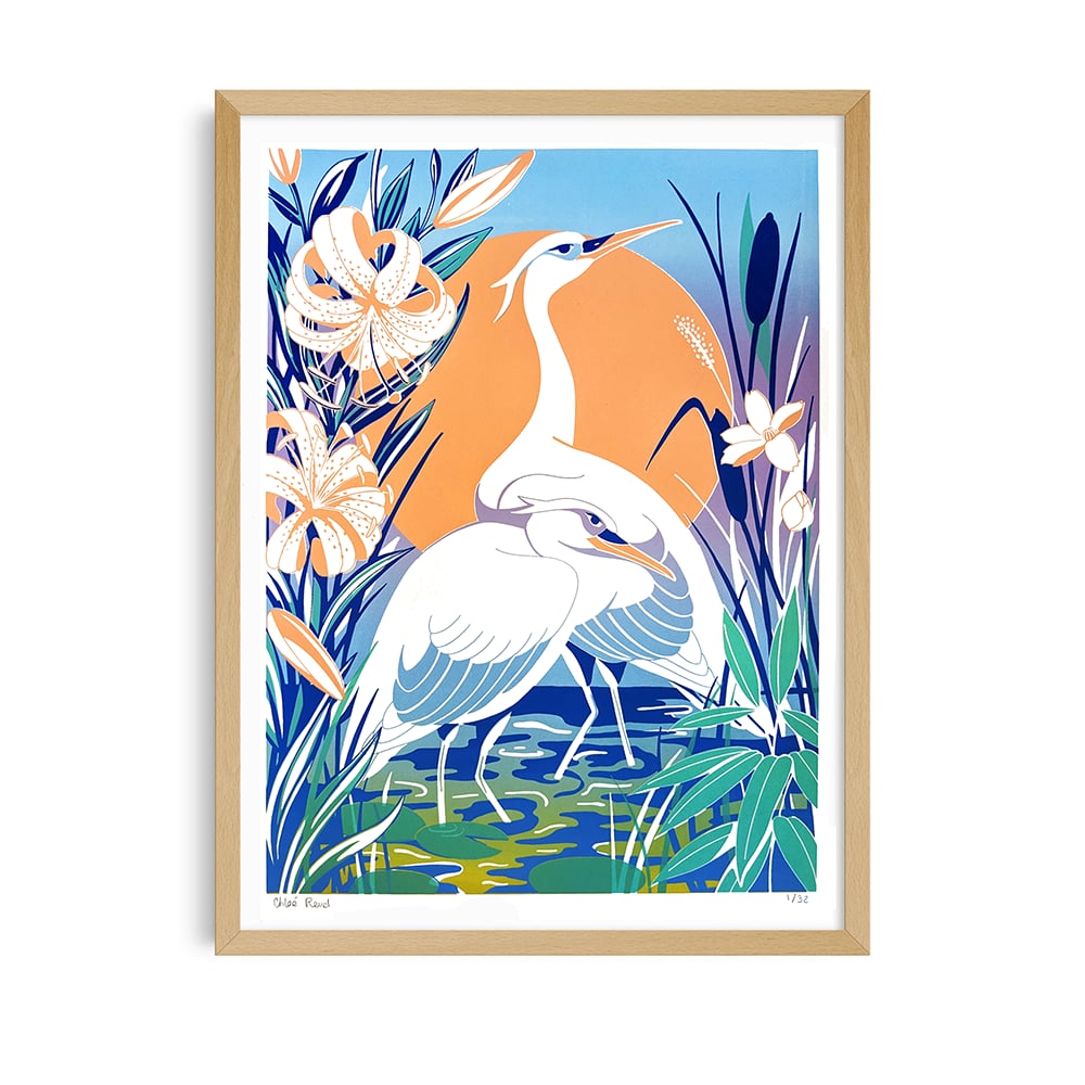 Sérigraphie des hérons 