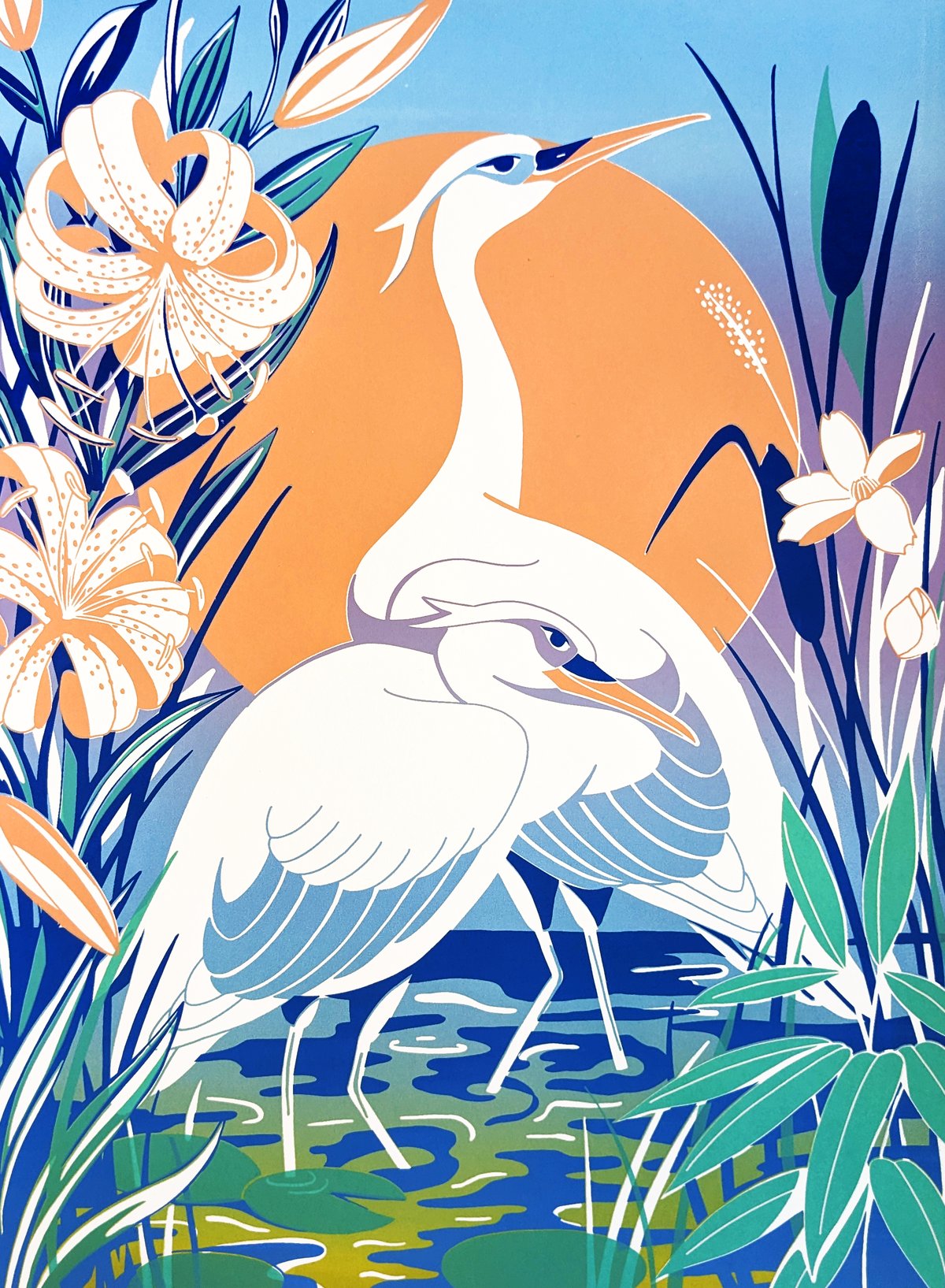 Sérigraphie des hérons 