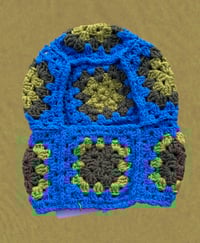 Image 1 of Blue Olive Granny Square balaclava