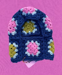 Image 1 of Navy Blue Granny Square balaclava
