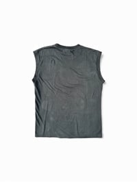 Image 2 of T-shirt en coton noir/gris sans manche avec lune noir denim et strass 