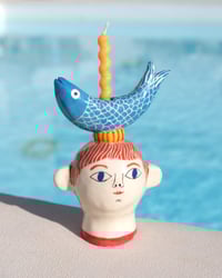Image 1 of Head & Fish • Ceramic Candle Holder