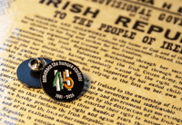 Image 1 of Hunger Strike 45th anniversary badge.