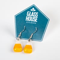 Image 4 of Candy Corn Fused Glass Stud Earrings