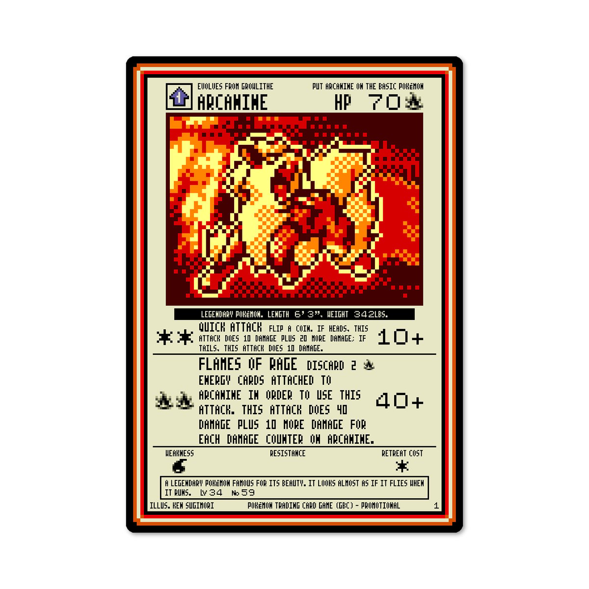 Arcanine #1 - Pokmon TCG Game Boy Color Promo Card [LIMITED] |  SuperStickerClub.com | Video Game Stickers, Magnets & More!