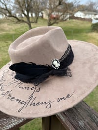 Image 3 of “Phil 4:13" Burned Cross Hat, Bible Verse Cowboy Hat, Christian Hats, Christian Accessories