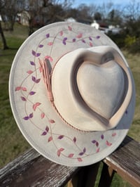 Image 1 of “Infinity Heart" Burned Vine Hat, Vines Burned Fedora Hat, Vegan Suede Burned Hat