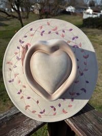 Image 2 of “Infinity Heart" Burned Vine Hat, Vines Burned Fedora Hat, Vegan Suede Burned Hat