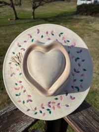 Image 4 of “Infinity Heart" Burned Vine Hat, Vines Burned Fedora Hat, Vegan Suede Burned Hat